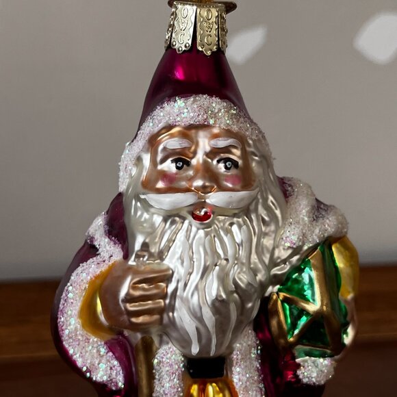 Old World Christmas Santa Claus w/ Green Drum Blown Glass Ornament Merck Vintage - Picture 6 of 10